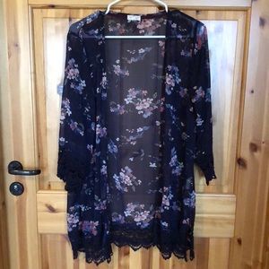 Crochet trim open front woven